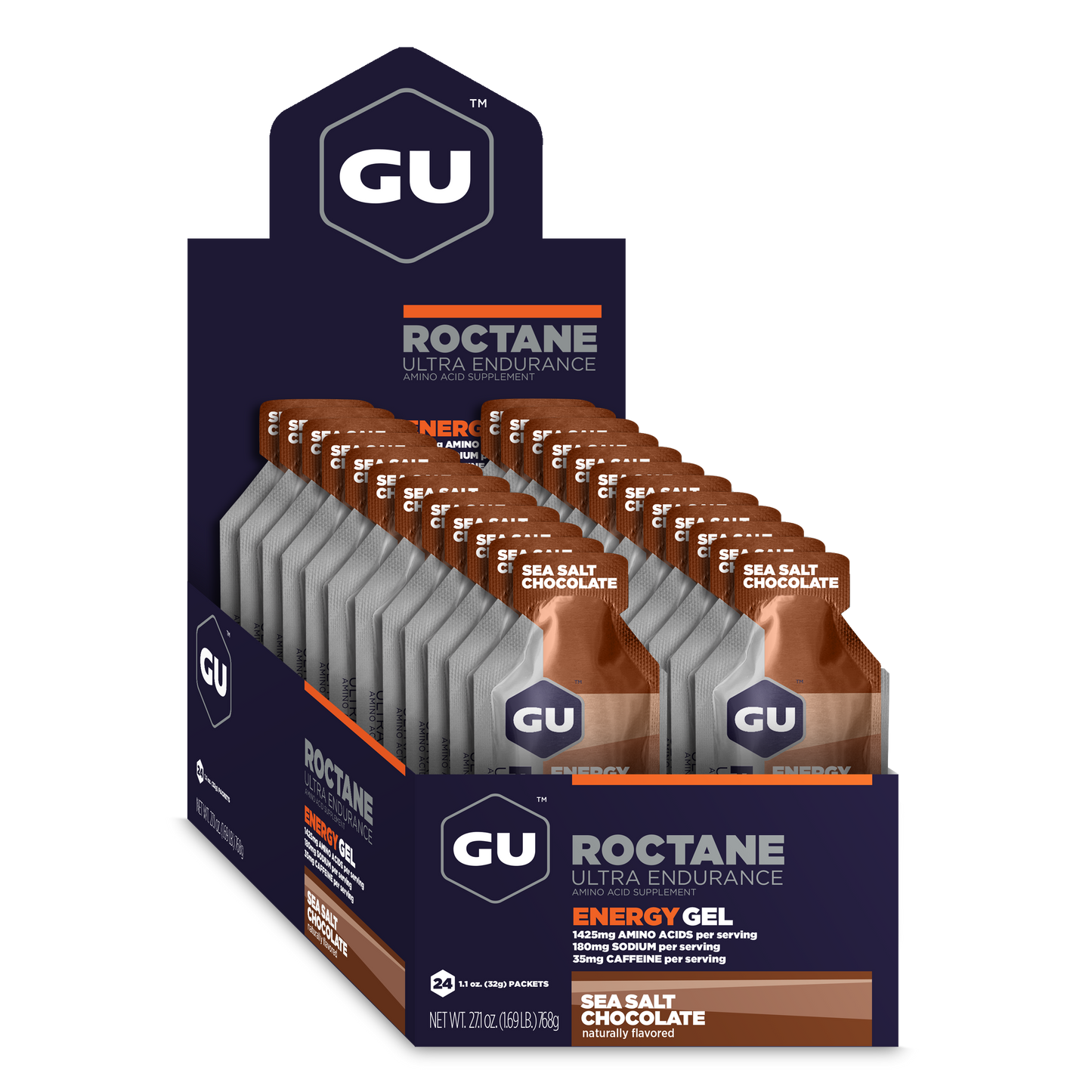 GU Roctane Gel – Sea Salt Chocolate (Chocolate & Sal Marina) – 35 mg, con cafeína