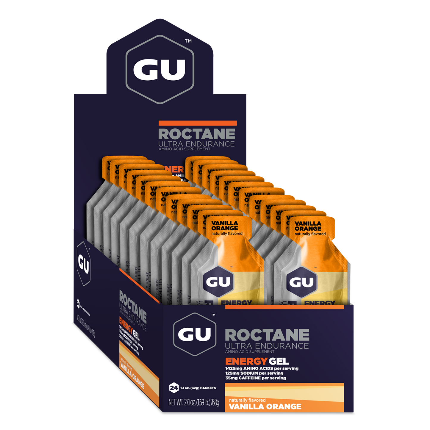GU Roctane Gel – Vanilla Orange (Vainilla & Naranja) – 35 mg, con cafeína