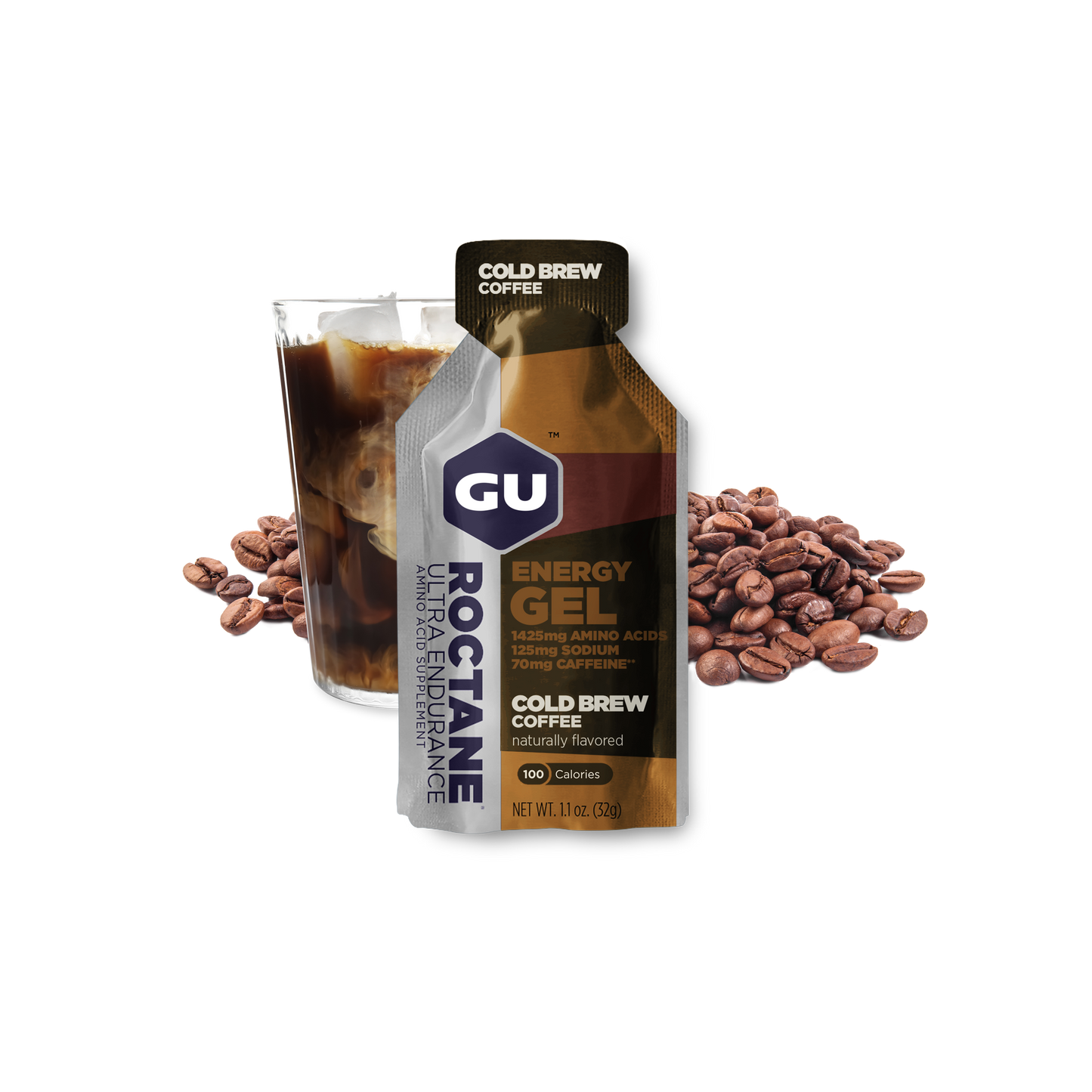 GU Roctane Gel – Cold Brew Coffee (Café Cold Brew) – 35 mg, con cafeína