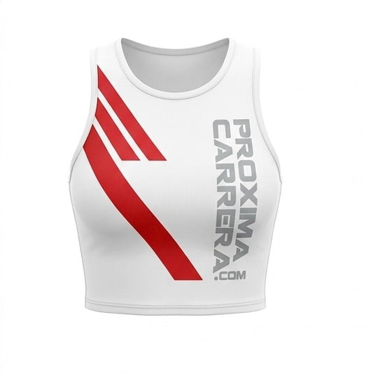 Crop ProximaCarrera - Edición Pista / Alta Competencia- Blanco Mujer