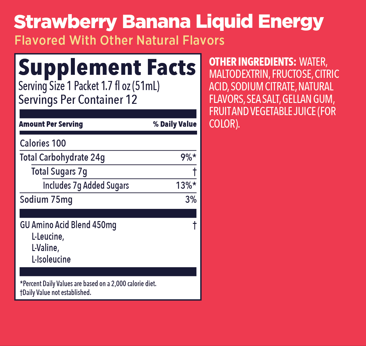 GU Liquid Energy - Banana Strawberry / Banana con fresa | Sin cafeína – Gel energético líquido