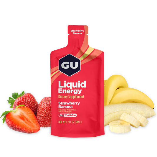 GU Liquid Energy - Banana Strawberry / Banana con fresa | Sin cafeína – Gel energético líquido