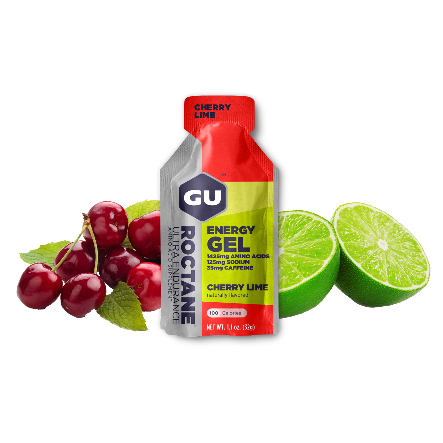 GU Roctane Gel – Cherry Lime (Cereza & Lima) – 35 mg, con cafeína
