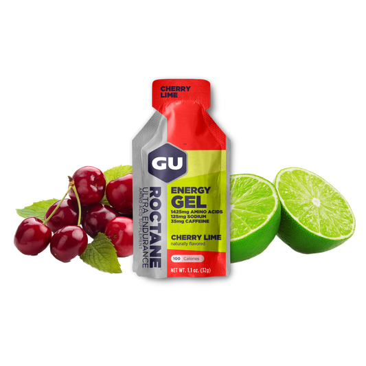 GU Roctane Gel – Cherry Lime (Cereza & Lima) – 35 mg, con cafeína