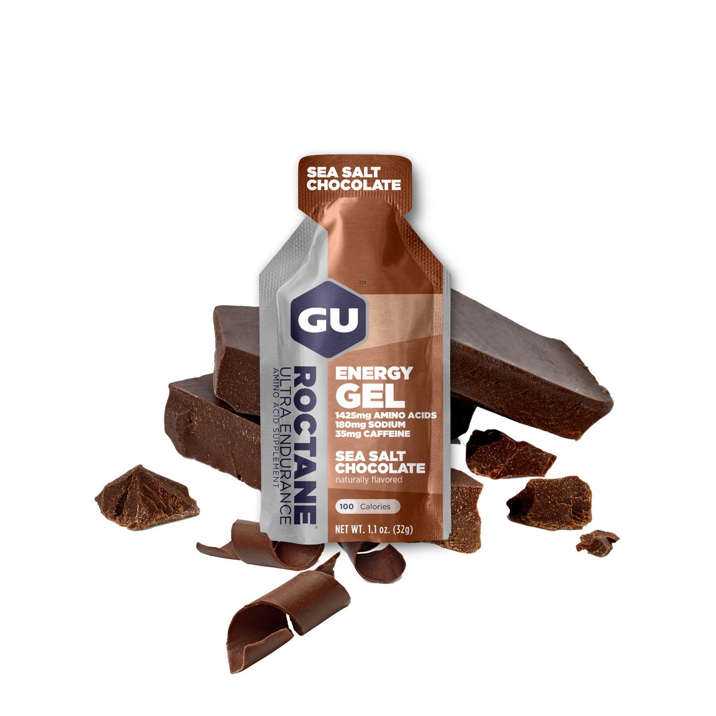 GU Roctane Gel – Sea Salt Chocolate (Chocolate & Sal Marina) – 35 mg, con cafeína