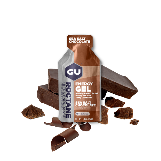 GU Roctane Gel – Sea Salt Chocolate (Chocolate & Sal Marina) – 35 mg, con cafeína
