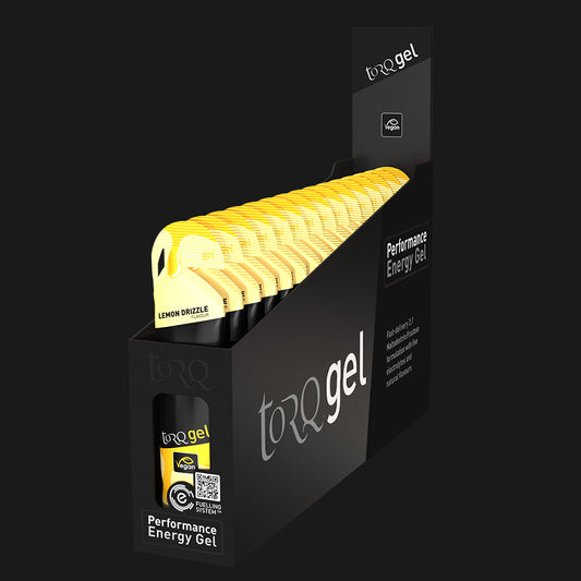 TORQ Energy Gel – Lemon Drizzle (limón con glaseado), sin cafeína, con electrolitos, 45 g