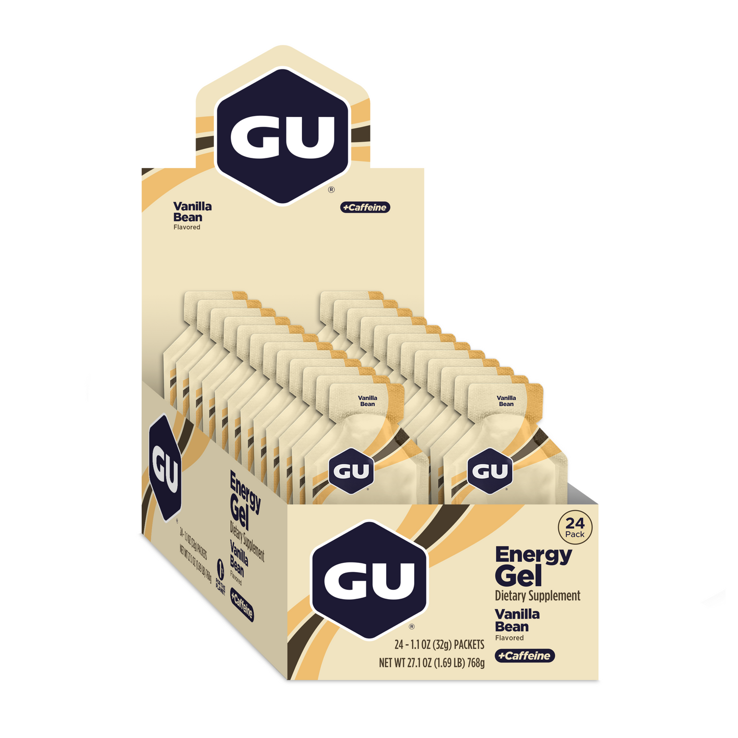 GU Energy Gel – Vanilla Bean (Vainilla) – 20 mg, con cafeína