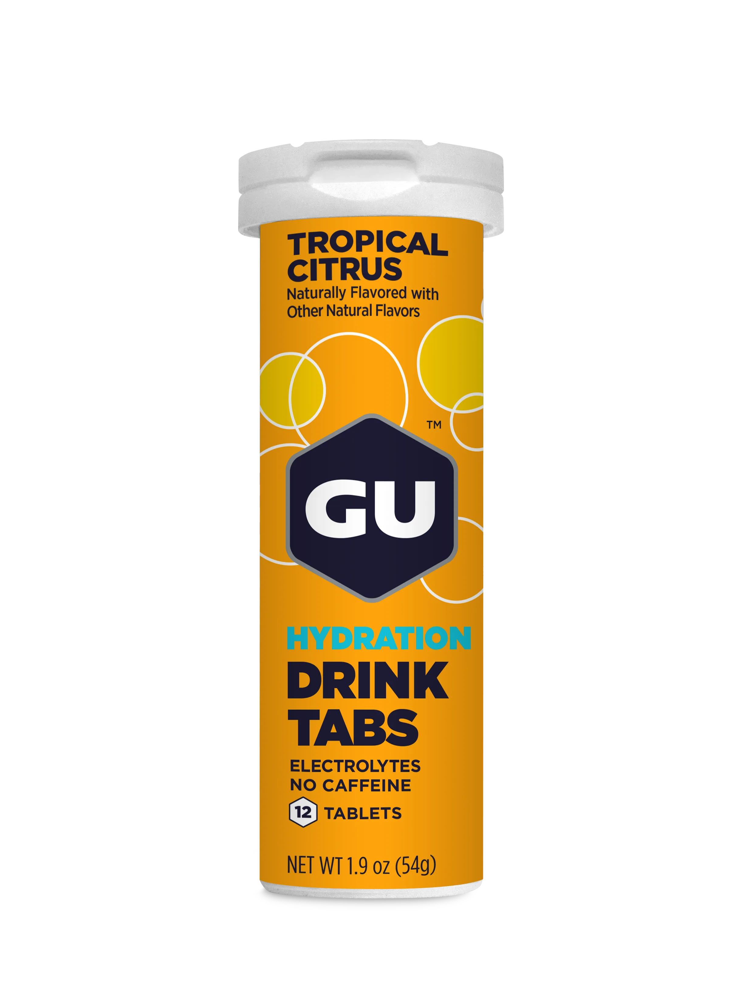 GU Energy Hydration Drink Tabs – Tropical Citrus (Cítrico Tropical), sin cafeína, 12 tabs