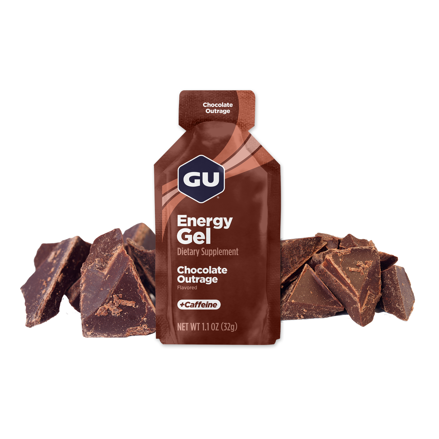 GU Energy Gel – Chocolate Outrage (Chocolate Intenso) – 20 mg, con cafeína