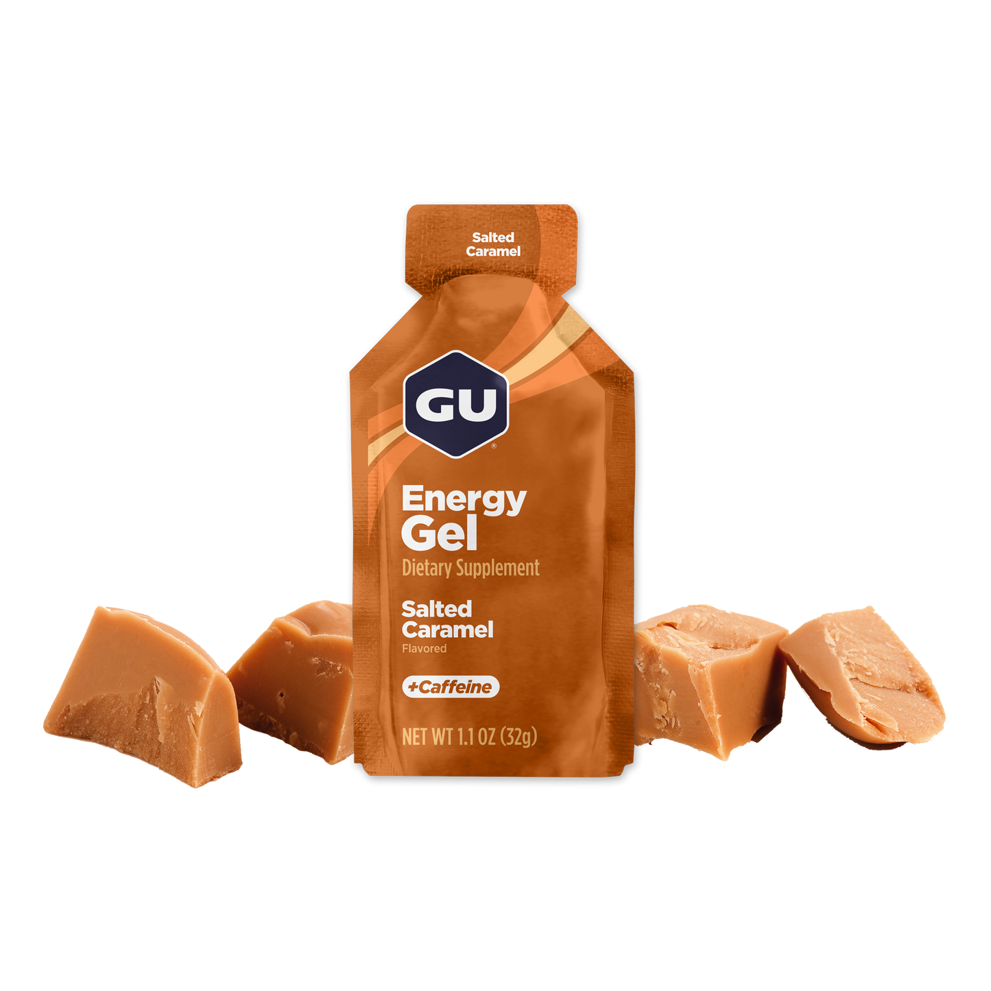 GU Energy Gel – Salted Caramel (Caramelo Salado) – 20 mg, con cafeína