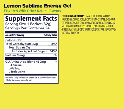 GU Energy Gel – Lemon Sublime (Limón) – sin cafeína