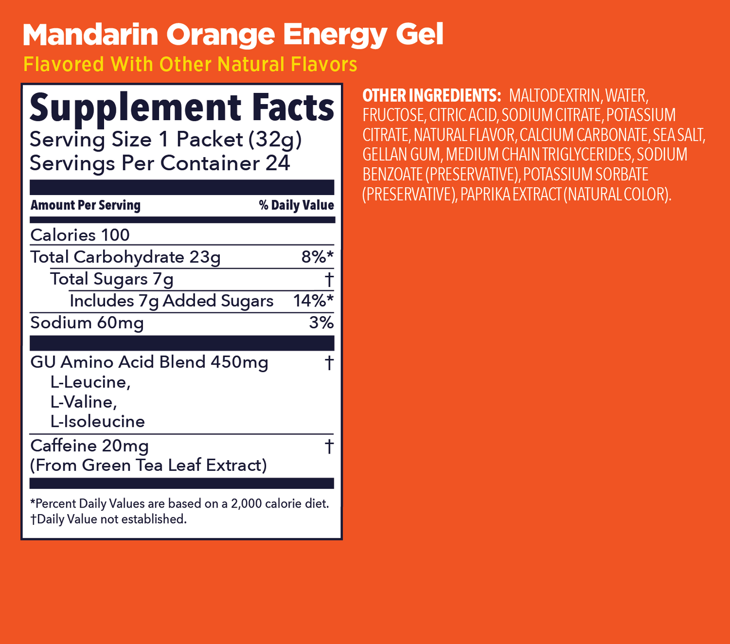 GU Energy Gel – Mandarin Orange (Mandarina) – 20 mg, con cafeína