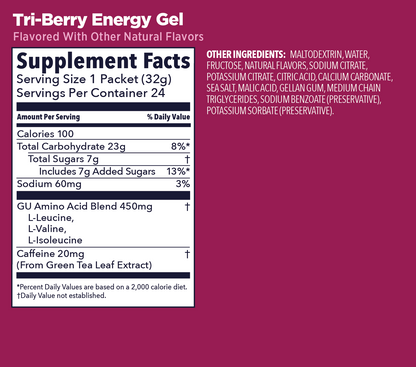 GU Energy Gel – Tri-Berry (Tres Bayas) – sin cafeína