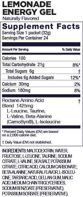 GU Roctane Gel – Lemonade (Limonada) – sin cafeína