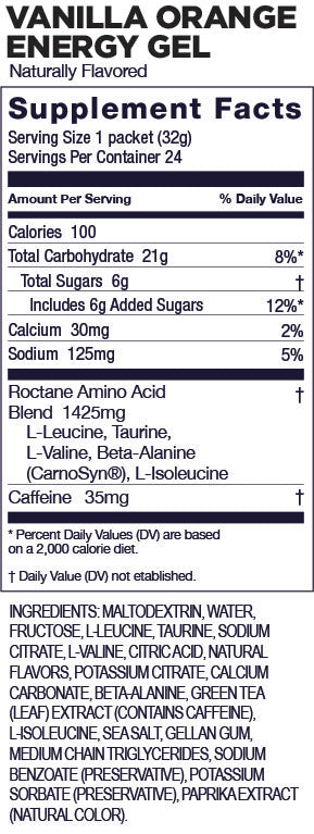 GU Roctane Gel – Vanilla Orange (Vainilla & Naranja) – 35 mg, con cafeína