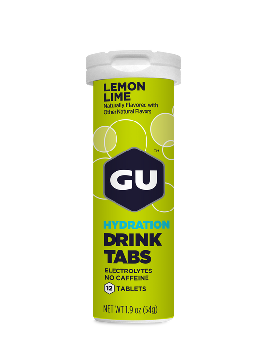 GU Drink Tabs - Lemon Lime / Limón con lima | Sin cafeína – Tabletas efervescentes de electrolitos