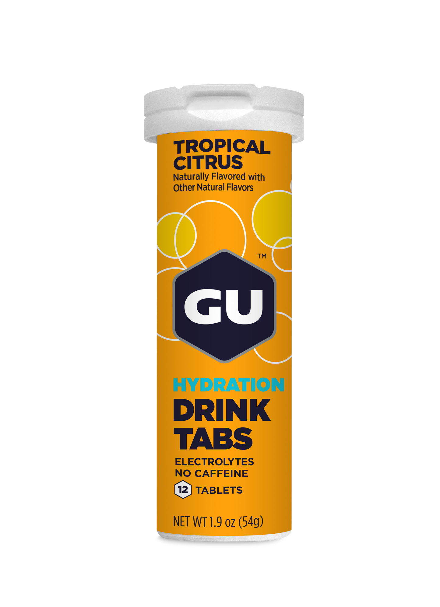 GU Energy Hydration Drink Tabs – Tropical Citrus (Cítrico Tropical), sin cafeína, 12 tabs