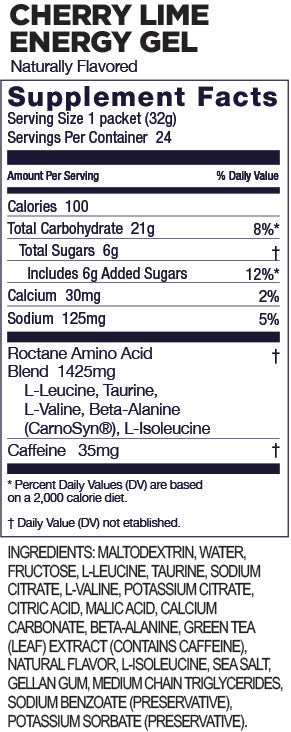 GU Roctane Gel – Cherry Lime (Cereza & Lima) – 35 mg, con cafeína