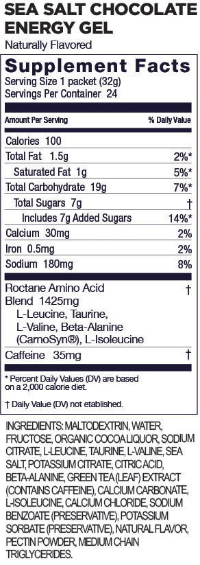 GU Roctane Gel – Sea Salt Chocolate (Chocolate & Sal Marina) – 35 mg, con cafeína