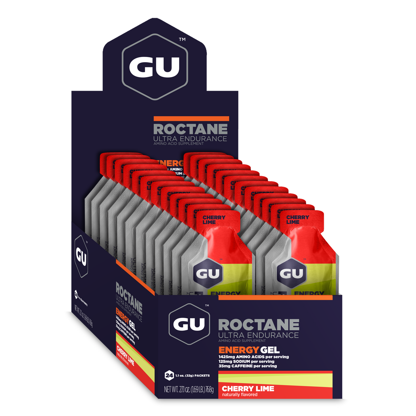 GU Roctane Gel – Cherry Lime (Cereza & Lima) – 35 mg, con cafeína