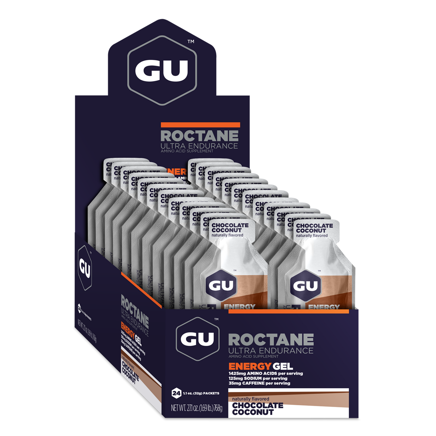 GU Roctane Gel – Chocolate Coconut (Chocolate & Coco) – 35 mg, con cafeína