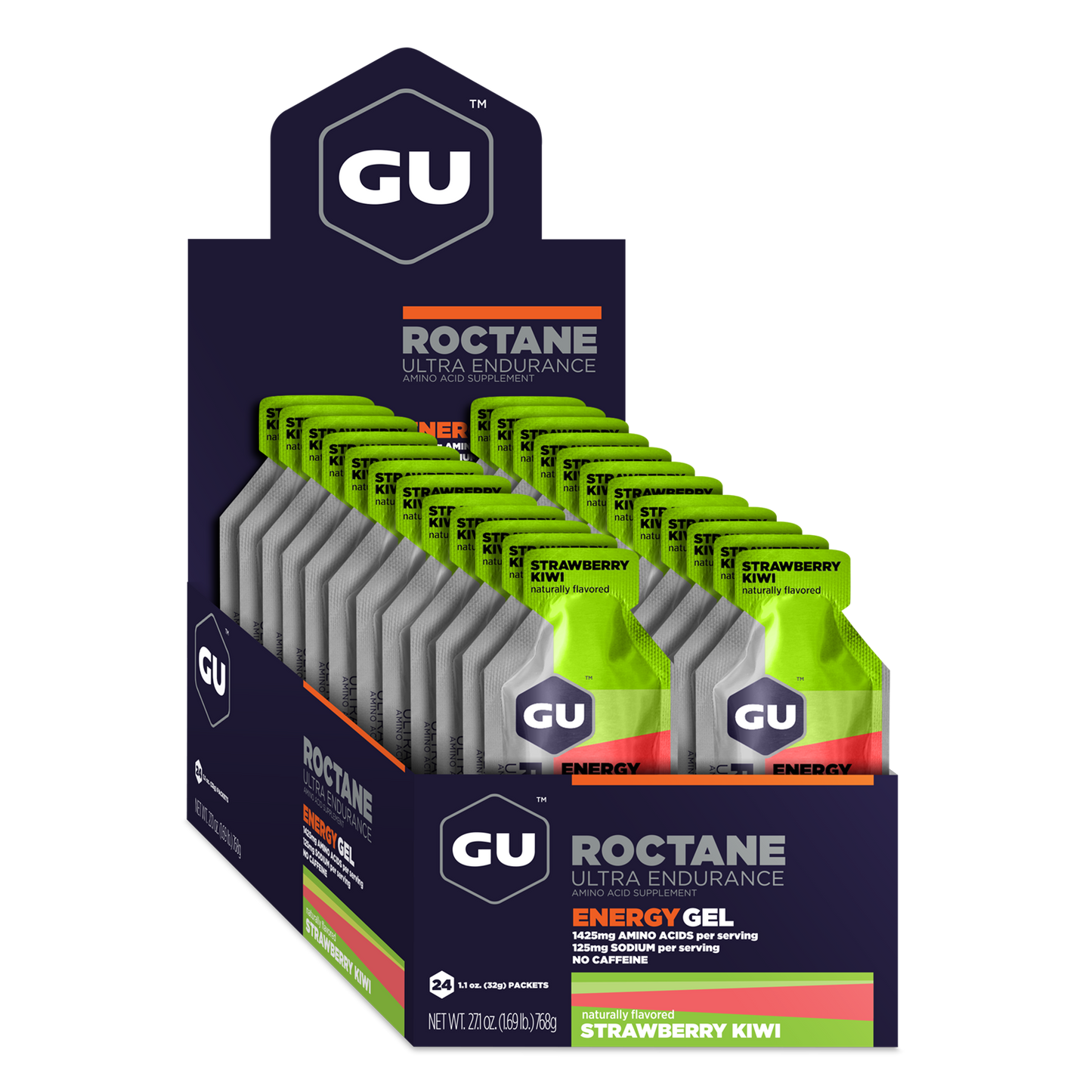 GU Roctane Gel – Kiwi Strawberry (Kiwi & Fresa) – 35 mg, con cafeína