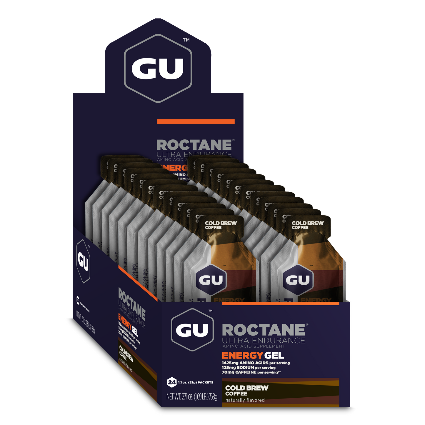 GU Roctane Gel – Cold Brew Coffee (Café Cold Brew) – 35 mg, con cafeína