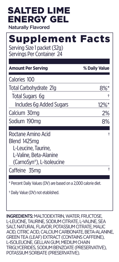 GU Roctane Gel – Lime Salt (Limón & Sal) – 35 mg, con cafeína