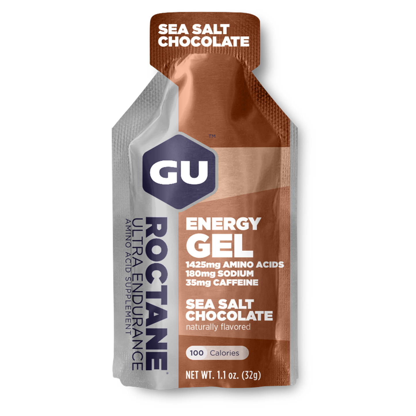 GU Roctane Gel – Sea Salt Chocolate (Chocolate & Sal Marina) – 35 mg, con cafeína