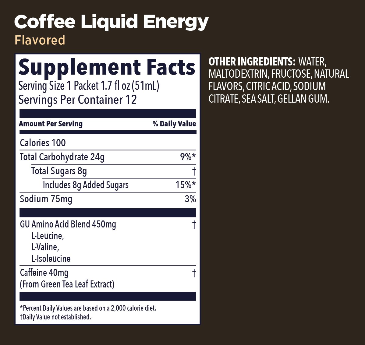 GU Liquid Energy - Coffee / Café | Con cafeína (40 mg) – Gel energético líquido
