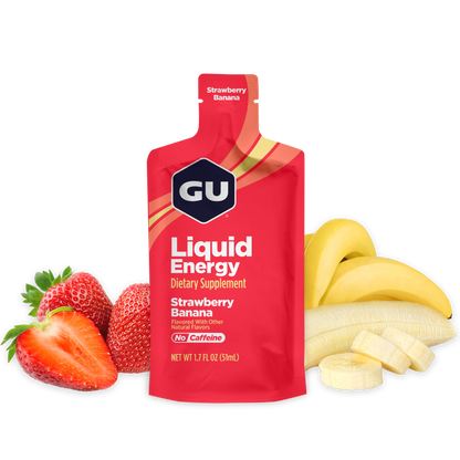 GU Liquid Energy - Banana Strawberry / Banana con fresa | Sin cafeína – Gel energético líquido