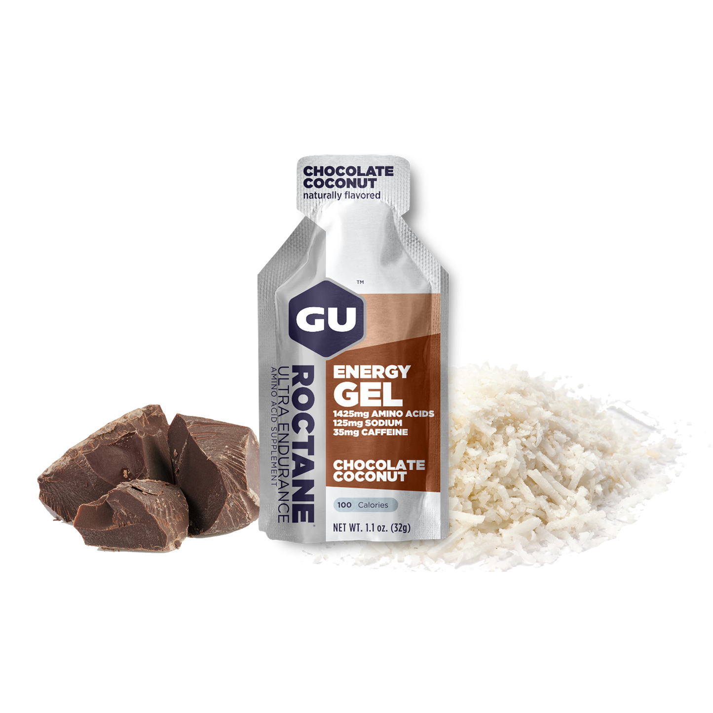 GU Roctane Gel – Chocolate Coconut (Chocolate & Coco) – 35 mg, con cafeína
