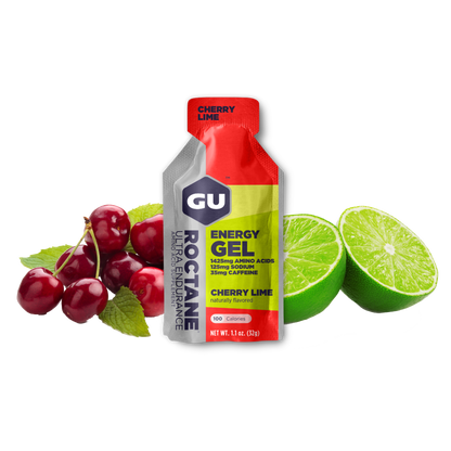GU Roctane Gel – Cherry Lime (Cereza & Lima) – 35 mg, con cafeína