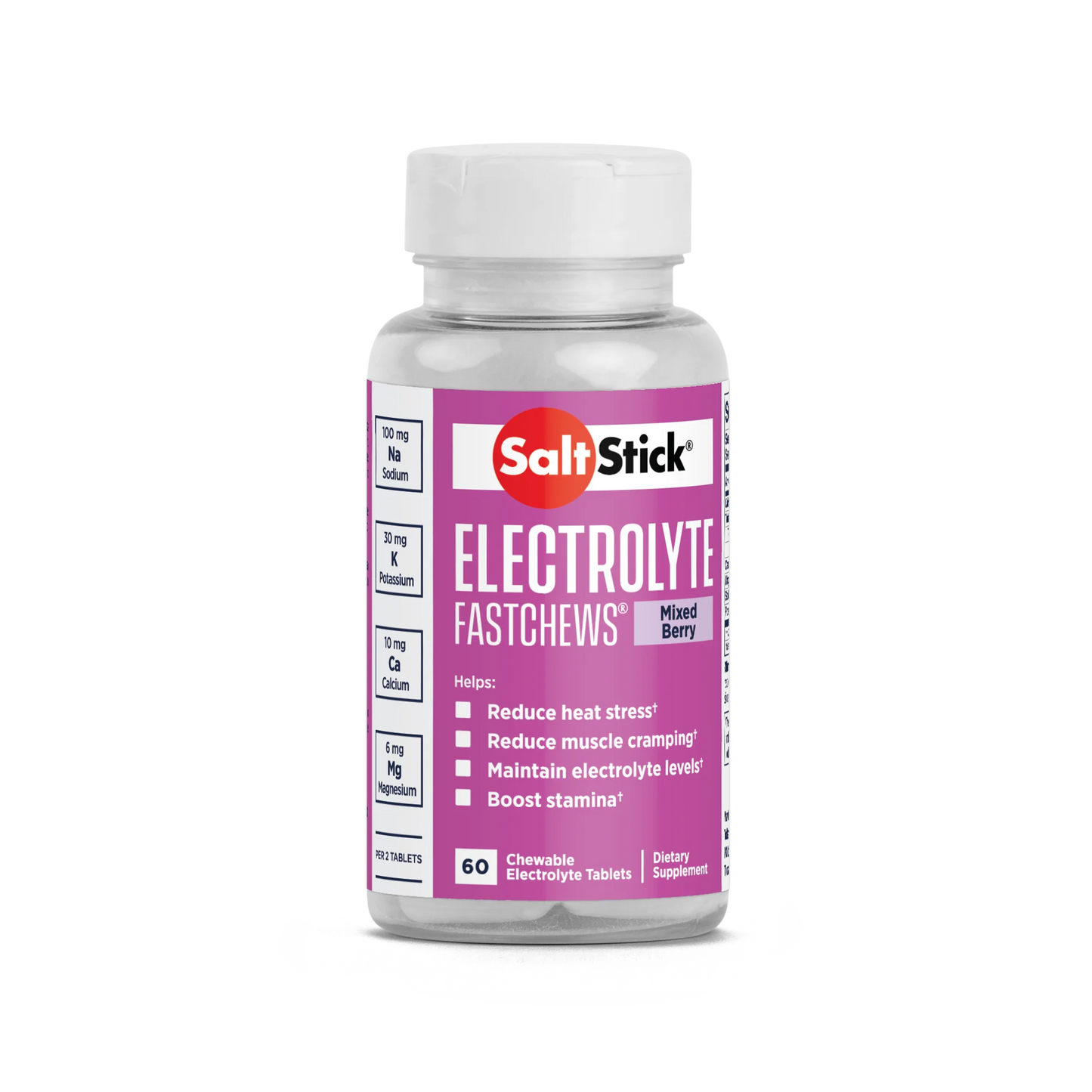 SaltStick Fastchews Mixed Berry - Tabletas de electrolitos masticables - Frasco 60 Pastillas