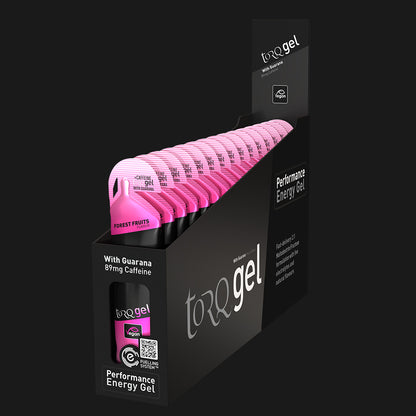 TORQ Energy Gel – Forest Fruits + Guarana (frutos del bosque + guaraná), con cafeína, con electrolitos, 45 g