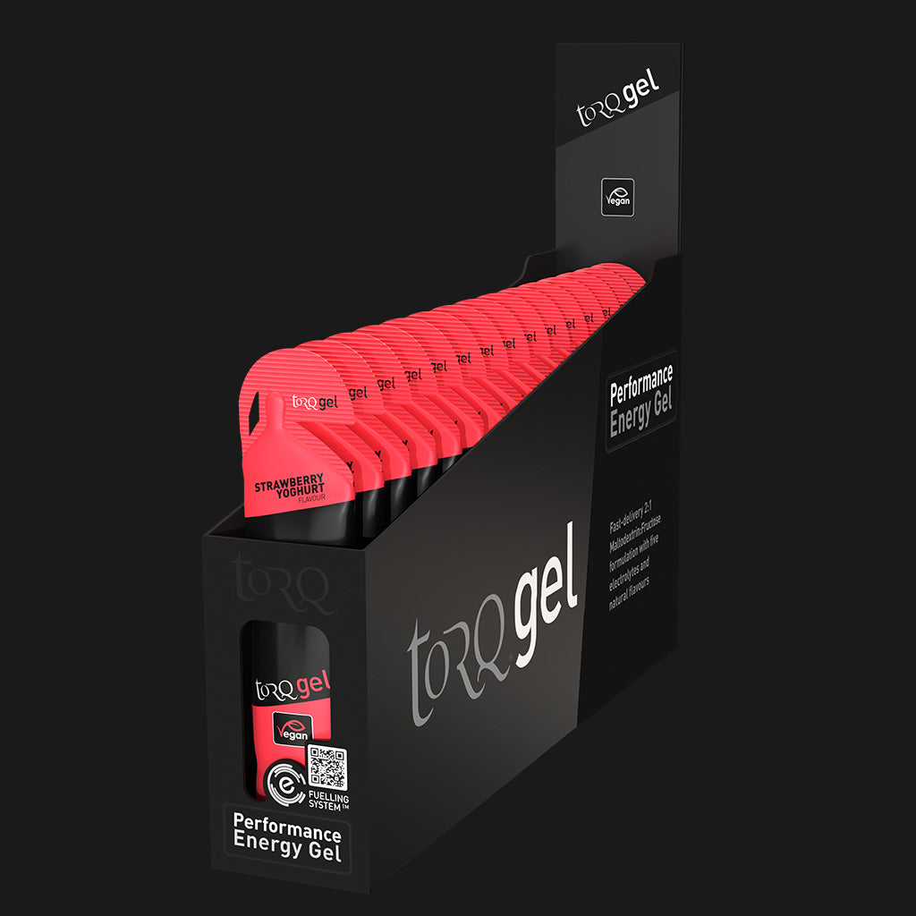 TORQ Energy Gel – Strawberry Yoghurt (fresa con yogur), sin cafeína, con electrolitos, 45 g