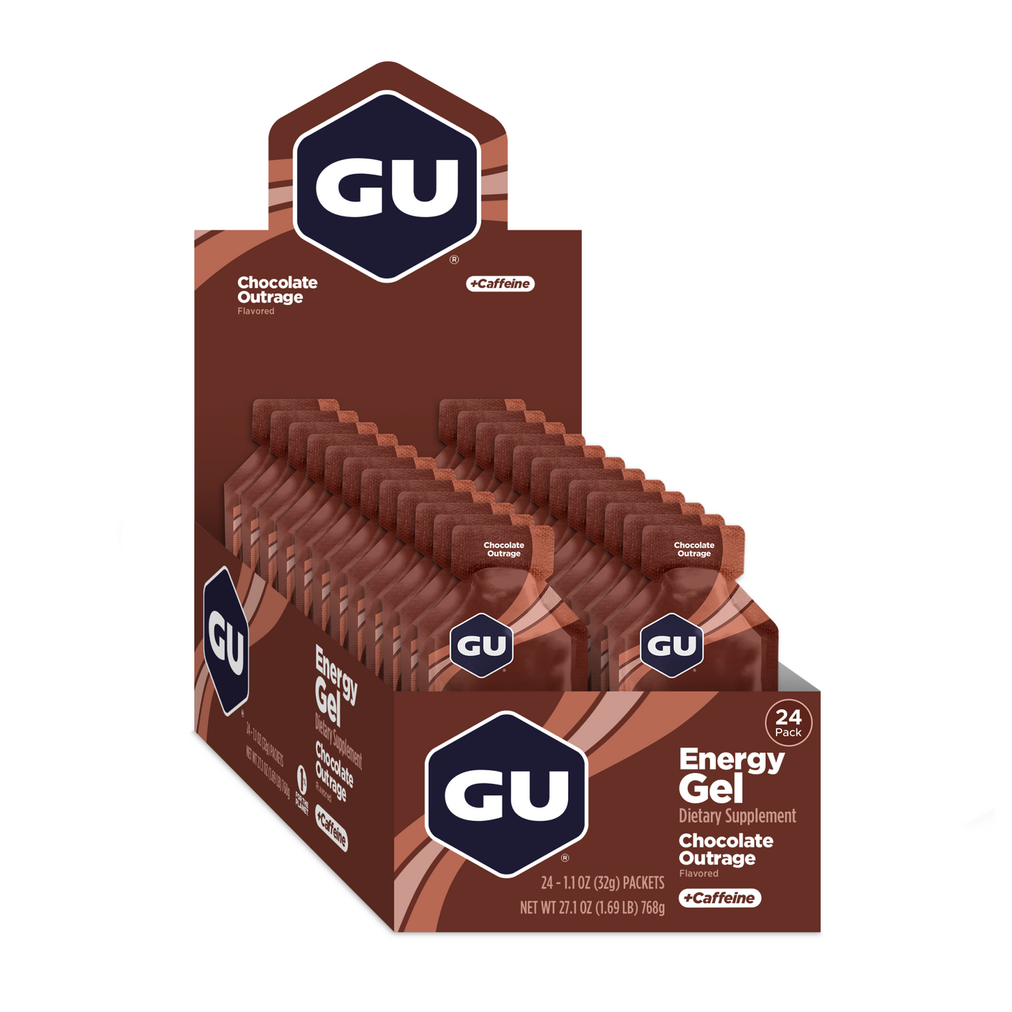 GU Energy Gel – Chocolate Outrage (Chocolate Intenso) – 20 mg, con cafeína