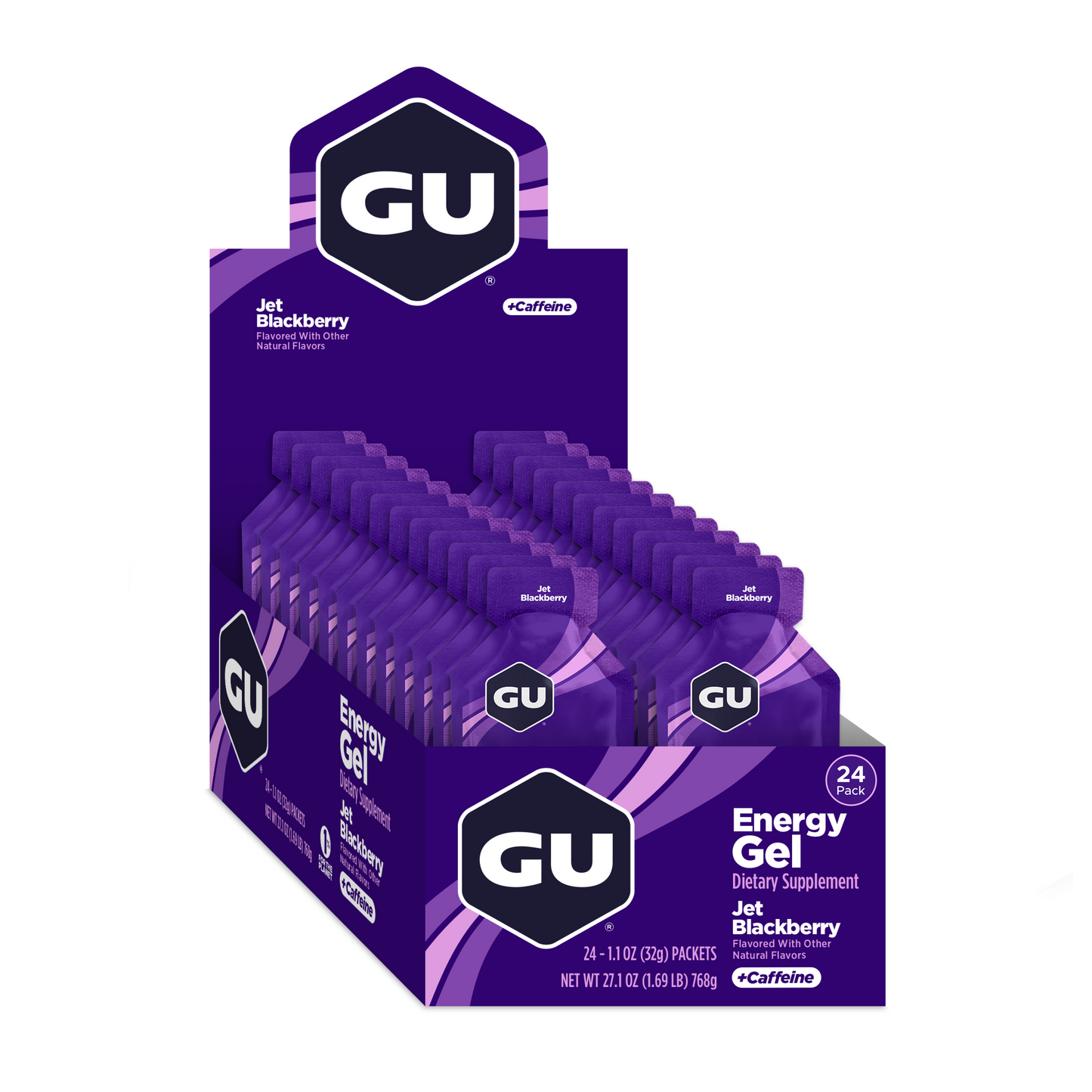 GU Energy Gel – Jet Blackberry (Mora Negra) – 40 mg, con cafeína